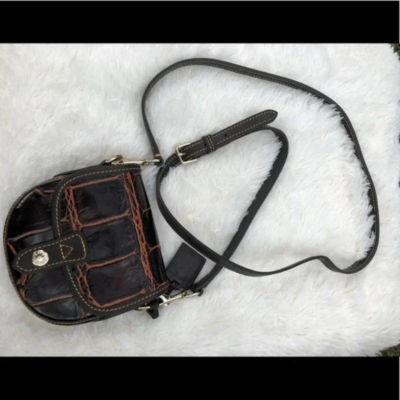 Vintage Dooney & Bourke Croco Embossed Leather Mini Crossbody - Picture 3 of 8
